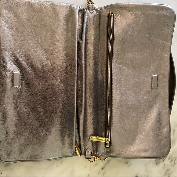 Tory Burch Silver Purse or Clutch with Embossed Logo - Picture 3 of 4